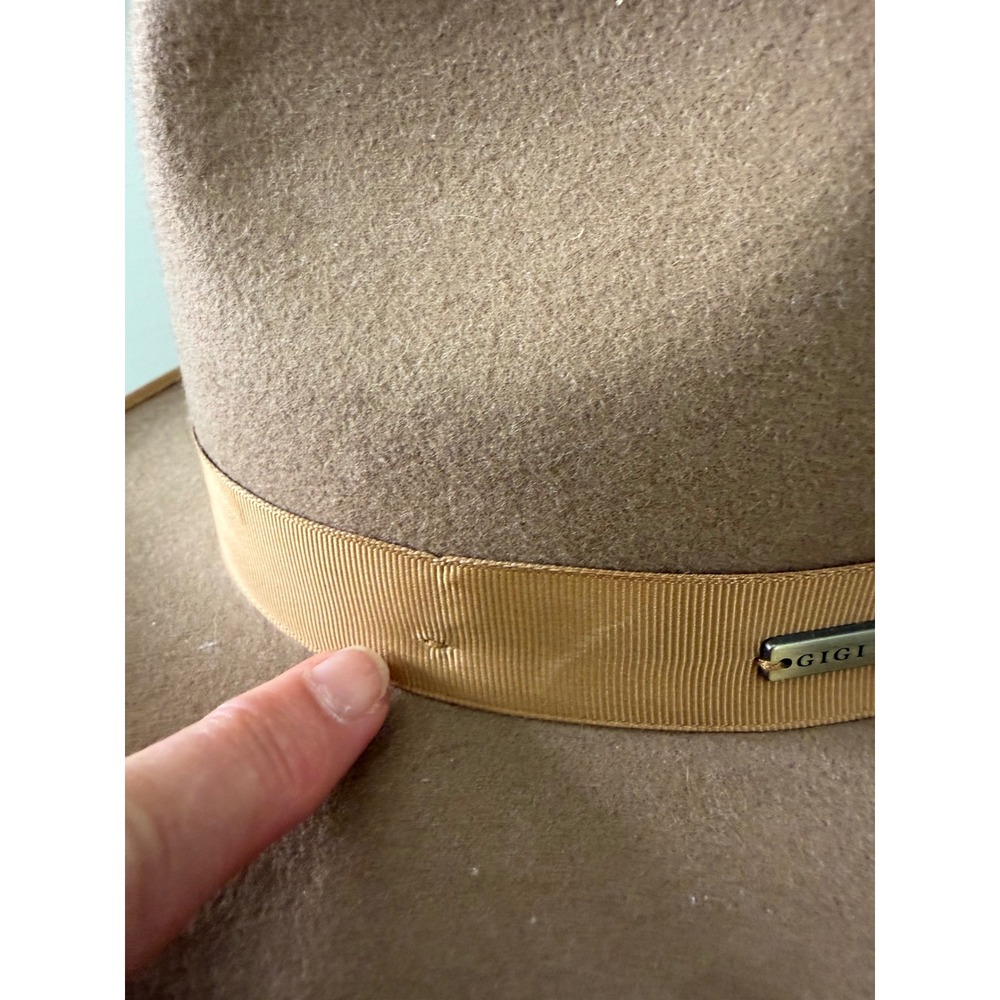 Gigi‎ Pip Monroe Rancher Tan 100% Australian Wool Felt Fedora Hat Size 53 - Picture 10 of 12